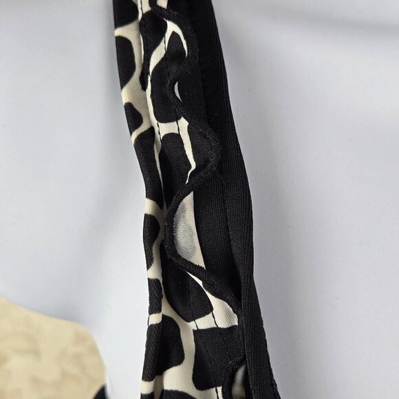 Slimshaper Size 8 Black White Print Tankini Top Ruffle at Neck and Hem - Picture 2 of 11